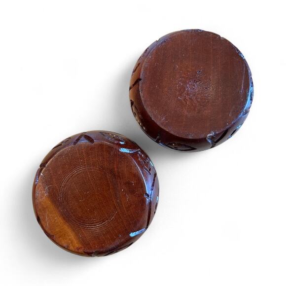 Vintage Hand Carved Pineapples Candle Holders Decor Unique Cute Gift Tablescape - Picture 2 of 4